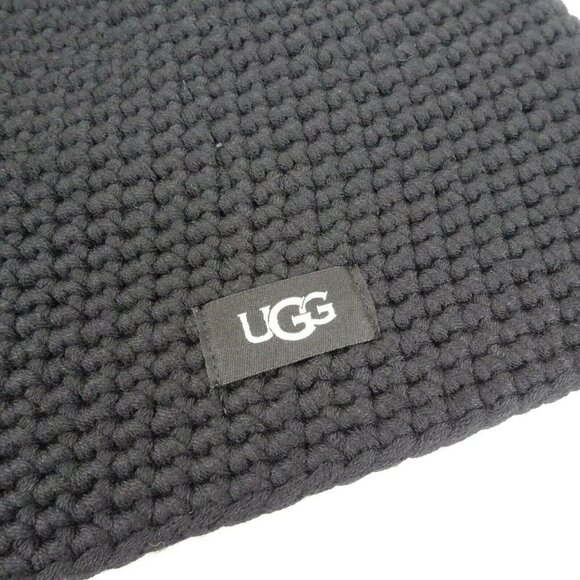 New UGG Pom Pom Knit Beanie Women\'s Men\'s Unisex Wool-Blend Logo OS Black main image 11